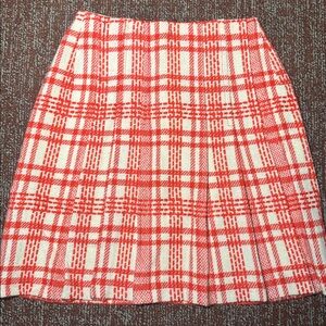 Vintage union made Tami Red & White Plaid Skirt wool pleated plaid lines a line